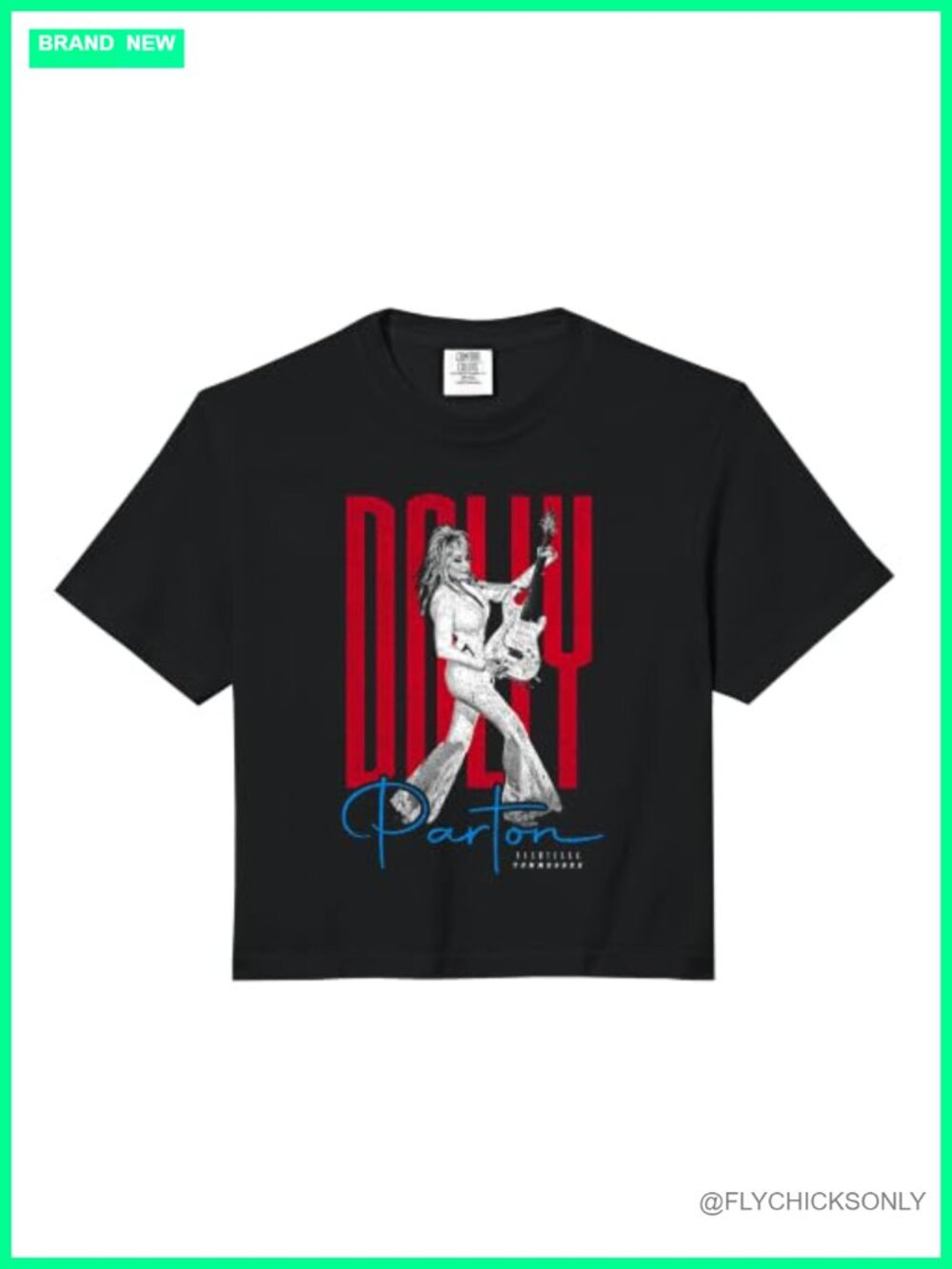 Dolly Parton Distressed Portrait Crop Top Boxy Fit Short Sleeve